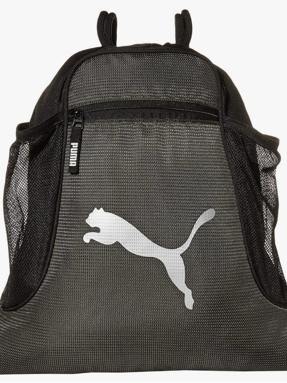 Puma Black Mesh Backpack with White Logo